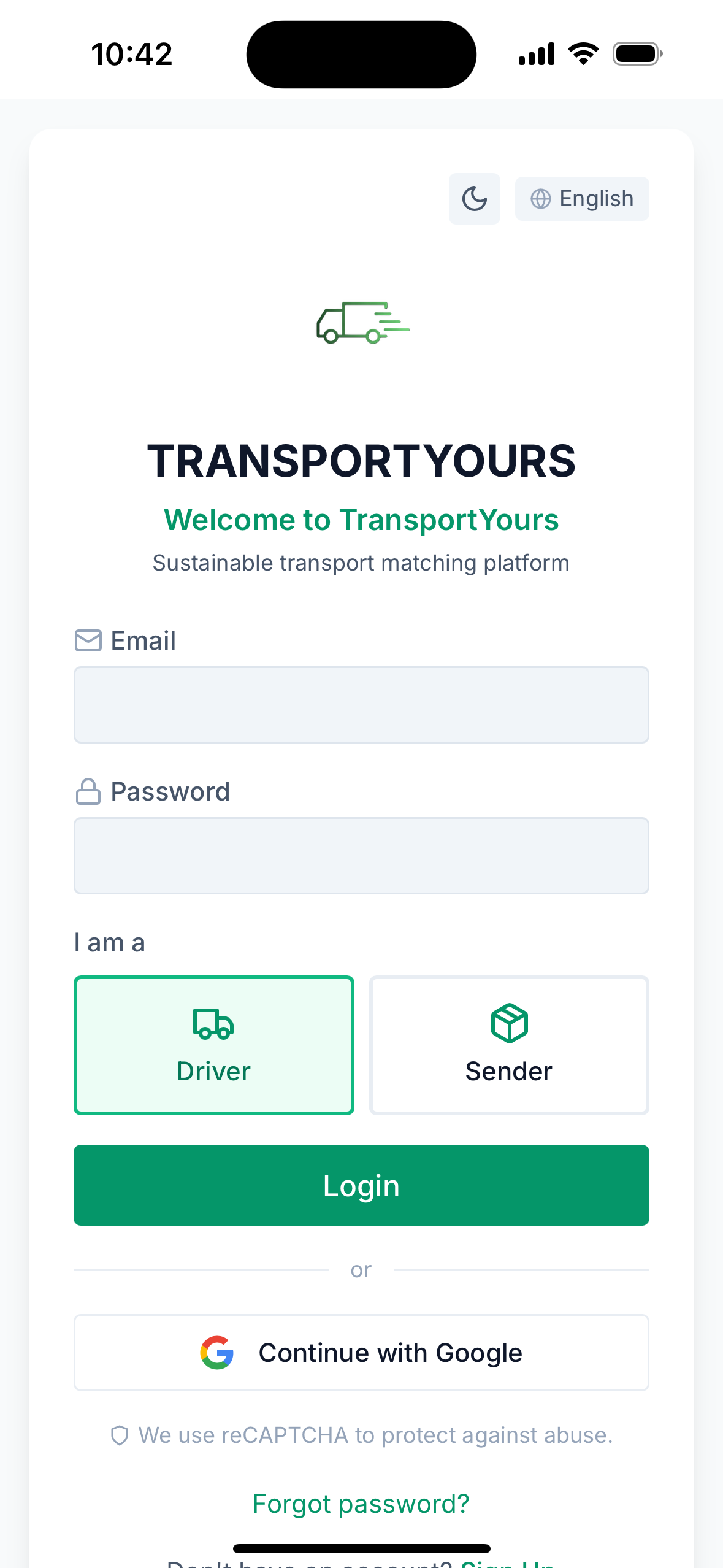 TransportYours app screenshot