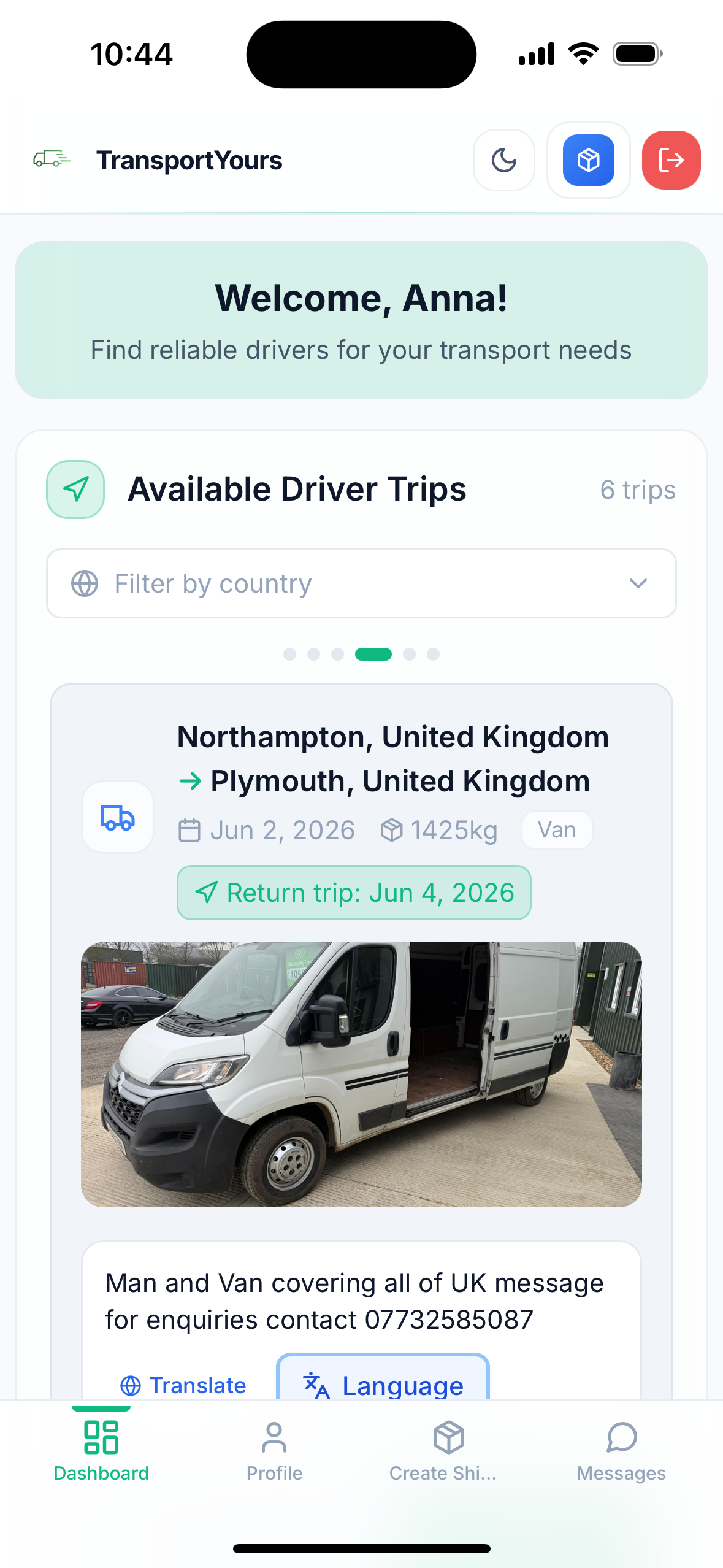 TransportYours app screenshot